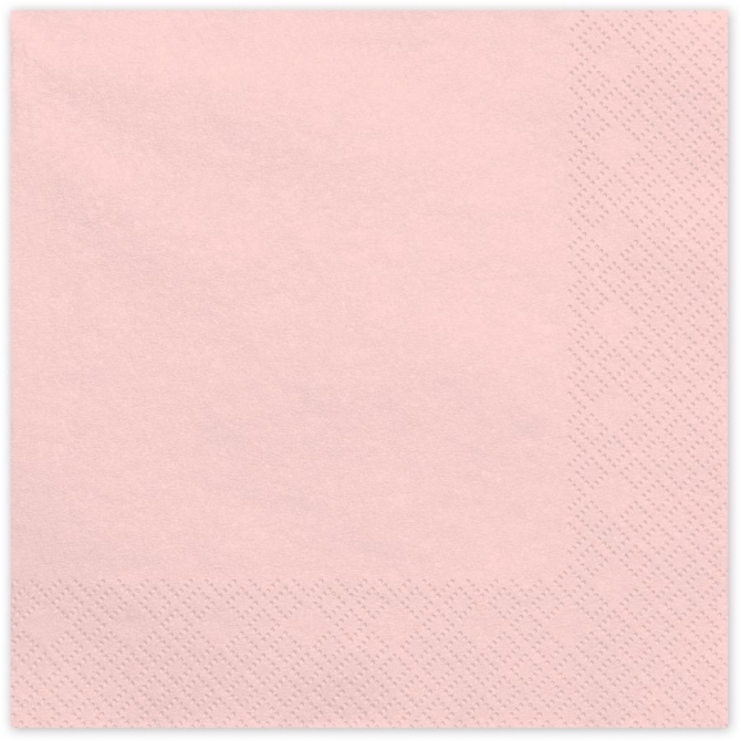 20 Serviettes Rose Pastel 33 cm - En papier 