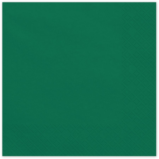 20 Serviettes Vert Foncé 33 cm - En papier