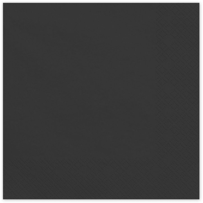 20 Serviettes Noir 33 cm - En papier 