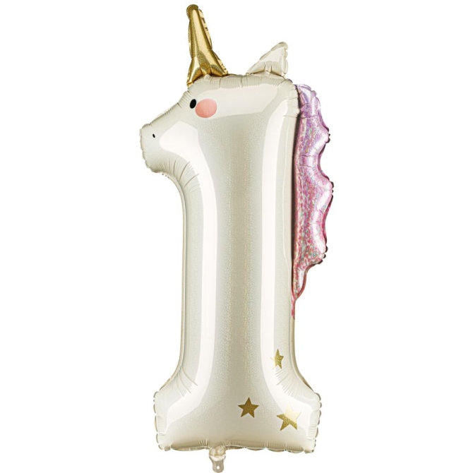 Ballon Aluminium G�ant Licorne Chiffre 1 - 93 cm 