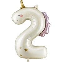 Ballon Aluminium G�ant Licorne Chiffre 2 - 93 cm