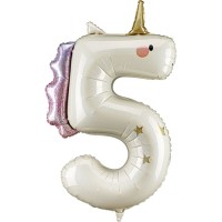 Ballon Aluminium G�ant Licorne Chiffre 5 - 93 cm