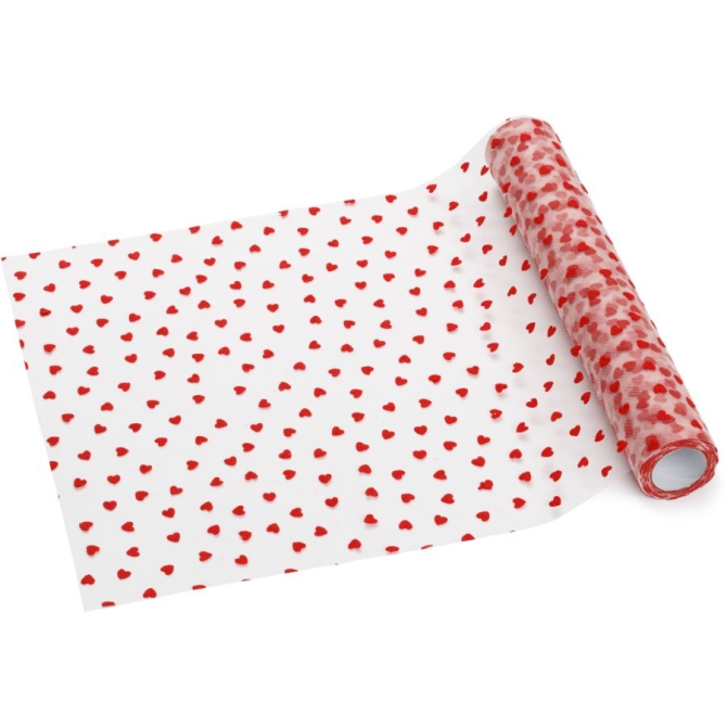 Chemin de Table Coeurs Rouge en Tulle � 9 m 