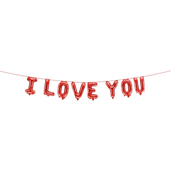 Guirlande Ballon Aluminium Rouge M�tallis� � I Love You 