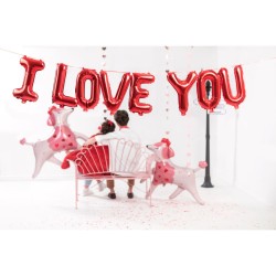 Guirlande Ballon Aluminium Rouge M�tallis� � I Love You. n�1