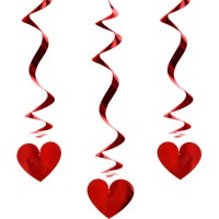 3 Guirlandes Spirales � Coeurs Rouge
