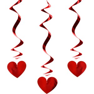 3 Guirlandes Spirales � Coeurs Rouge