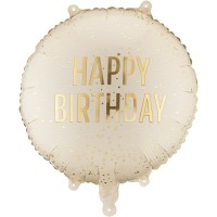 Ballon Aluminium H�lium Happy Birthday Cr�me � � 35 cm