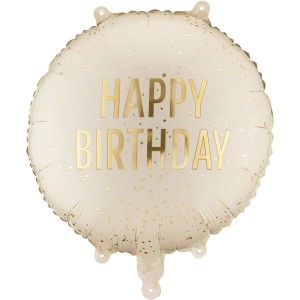 Ballon Aluminium H�lium Happy Birthday Cr�me � � 35 cm