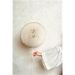 Ballon Aluminium H�lium Happy Birthday Cr�me � � 35 cm. n�1