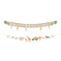 Contient : 1 x Guirlande Lettres Happy Birthday Baby Safari