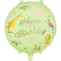 Ballon Aluminium H�lium Safari ''Happy Birthday'' � � 35 cm
