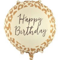 Ballon Aluminium H�lium Imprim� L�opard ''Happy Birthday'' � � 35 cm