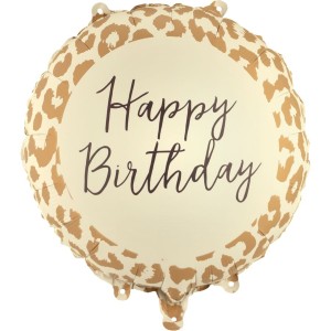 Ballon Aluminium H�lium Imprim� L�opard ''Happy Birthday'' � � 35 cm