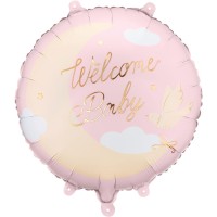 Ballon Aluminium H�lium �Welcome Baby� Rose Clair � � 35 cm