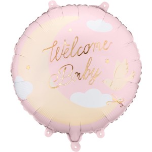 Ballon Aluminium H�lium �Welcome Baby� Rose Clair � � 35 cm
