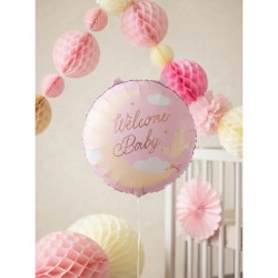 Ballon Aluminium H�lium �Welcome Baby� Rose Clair � � 35 cm. n�1