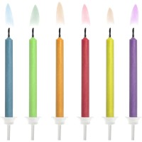 Assortiment de 6 Bougies d'Anniversaire � Flammes Color�es