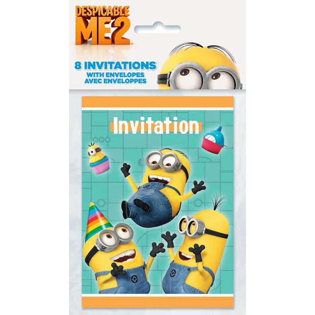 8 Invitations Minions Party 
