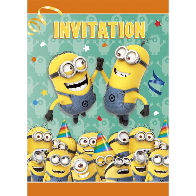 8 Invitations Minions Birthday 