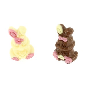 2 Lapins en Chocolat (10 g) - Blanc/Lait