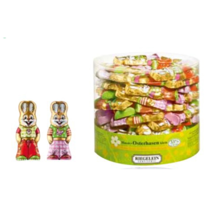 2 Mini Figurines Lapin Fille / Garon en Chocolat au Lait 10g 