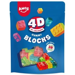 Sachet de Gummies Amos Blocks 4D aux Fruits - 140 g. n�1