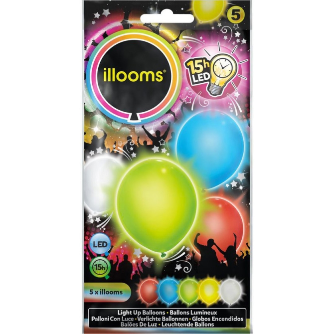 5 Ballons Lumineux LED Unis 