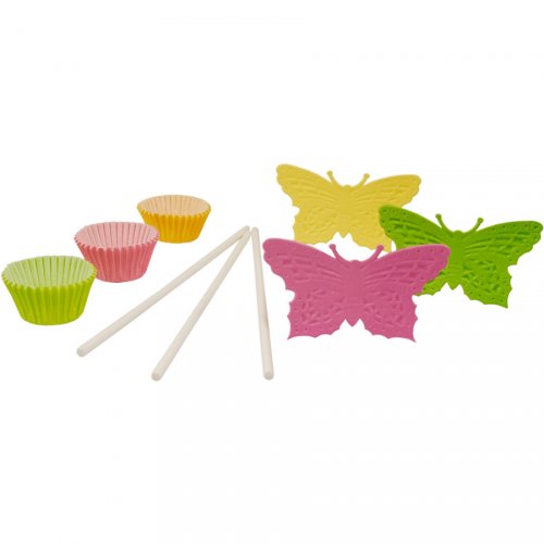 Kit 60 caissettes et Dcos Cakes Pop Papillons 