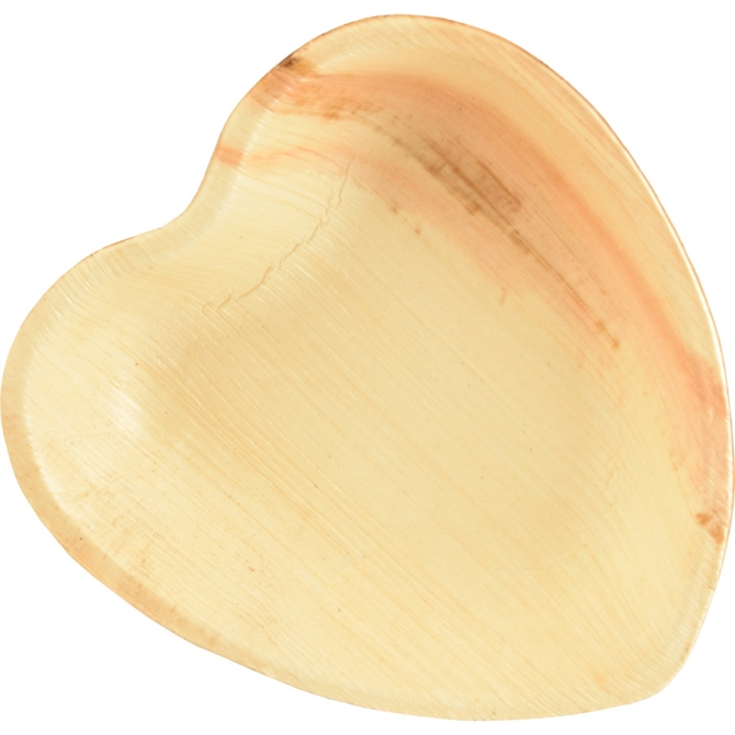 25 Petites Assiettes Coeur (16 cm) - Feuille de Palmier 