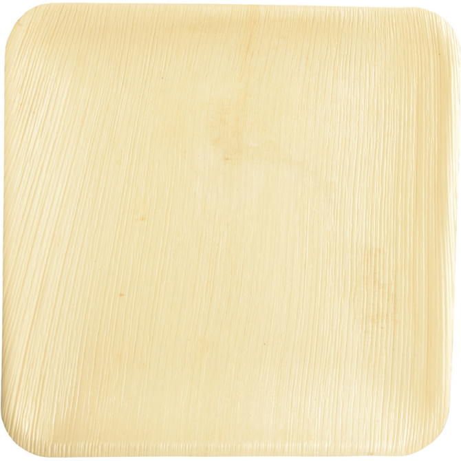25 Assiettes Carrées (25 cm) - Feuille de Palmier 