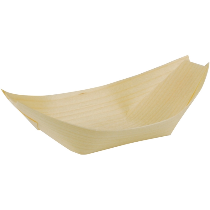 50 Coupelles Bateau (13, 5 cm) - Feuille de Bois 