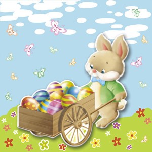 20 Serviettes Lapin et ses Oeufs de Pques