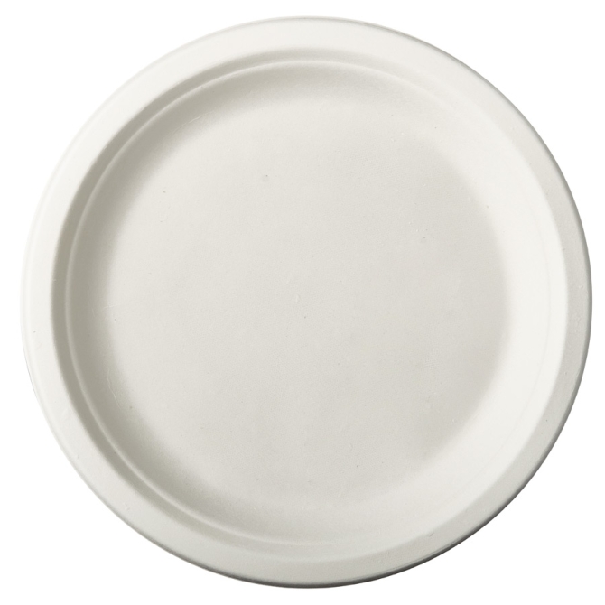 12 Assiettes en Canne  Sucre - Blanc 