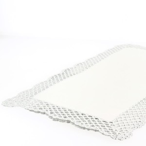 Lot de 4 Dentelles rectangle papier argent 40 x 20 cm