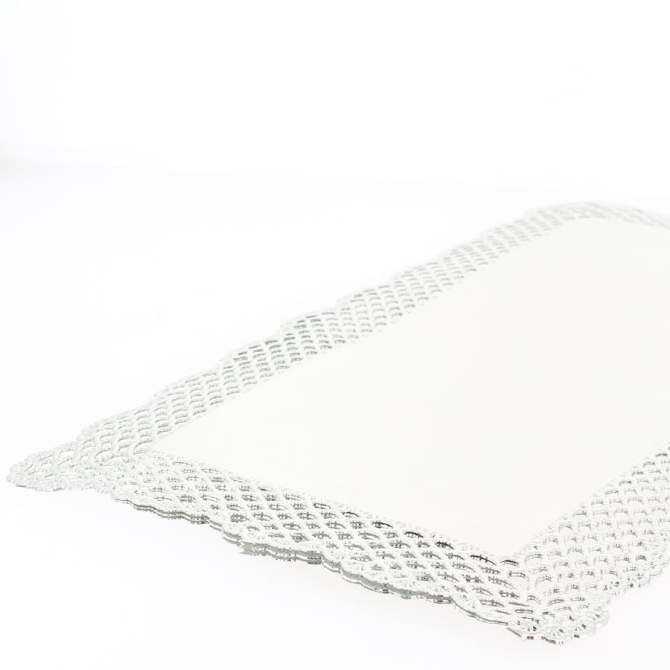 Lot de 4 Dentelles rectangle papier argent 40 x 20 cm 