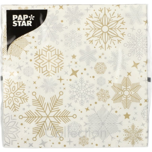 20 Serviettes Flocons - Argent/Or 