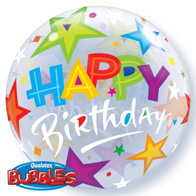 Bubble ballon Happy Birthday Etoiles 
