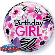 Bubble ballon à plat Birthday Girl