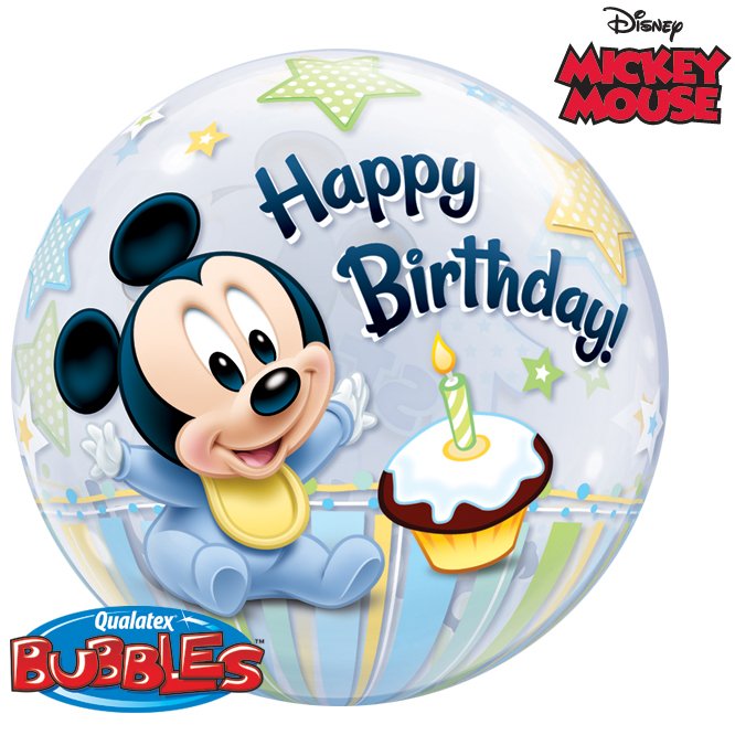 Bubble ballon Gonfl  l Hlium Mickey 1 an 