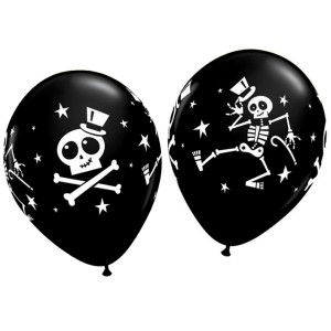 Lot de 25 ballons noirs halloween squelette dansant