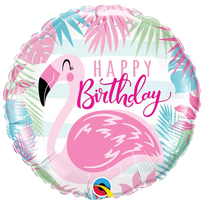 Ballon Gonfl  l Hlium Flamant Happy Birthday 
