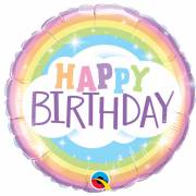 Ballon Gonflé à l'Hélium Happy Birthday Rainbow pastel