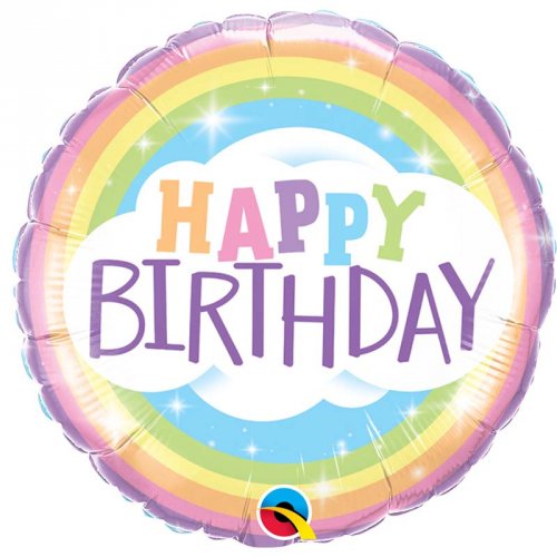 Ballon Gonflé à l Hélium Happy Birthday Rainbow pastel 