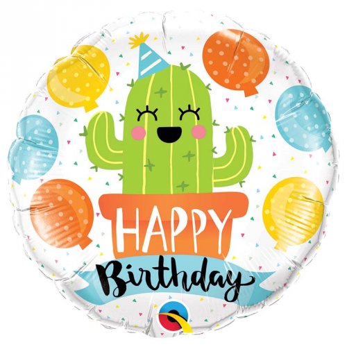 Ballon Gonflé à l Hélium Cactus Kawaïï Happy Birthday 