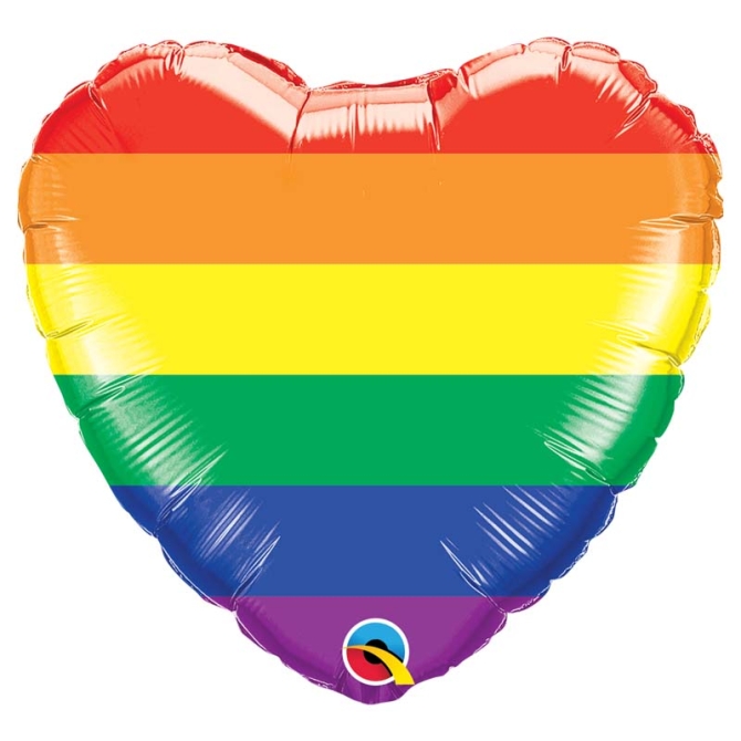 Ballon  Plat Coeur Rainbow 