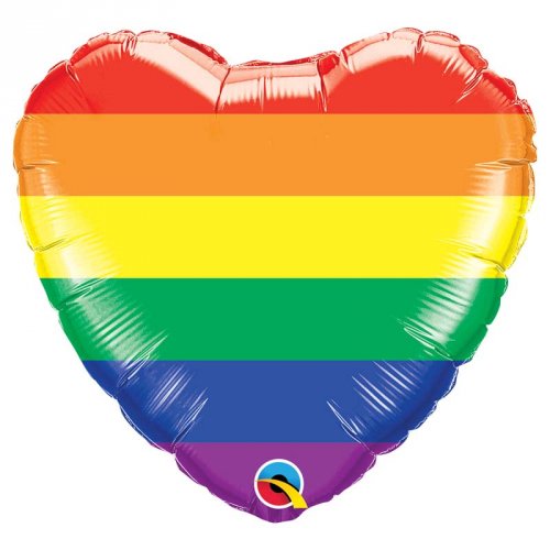 Ballon Gonflé à l Hélium Coeur Rainbow 