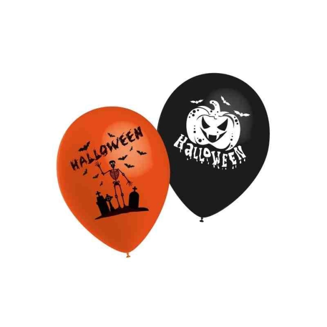 10 Ballons Halloween Orange & Noir 