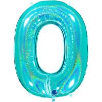 Ballon Géant Chiffre 0 Holographique Tiffany (102 cm)