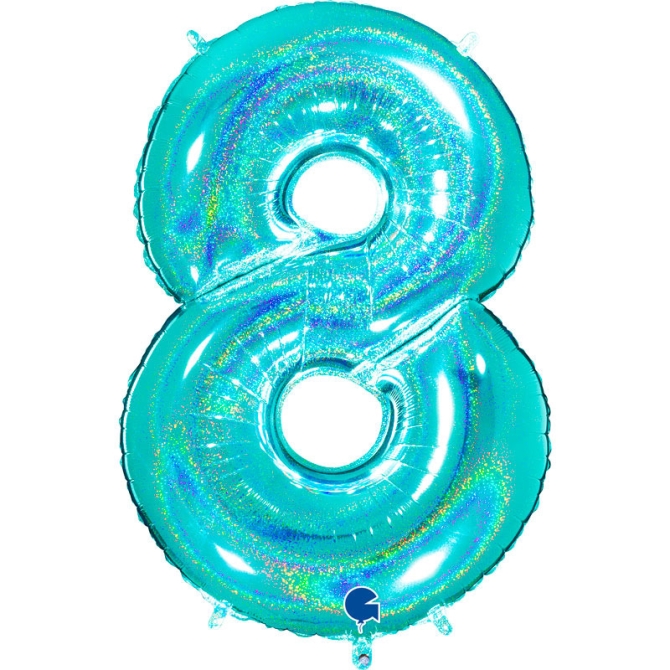 Ballon Gant Chiffre 8 Holographique Tiffany (102 cm) 